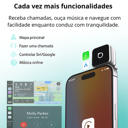 Mini Cube 3.0 Adaptador sem fios CarPlay e Android Auto