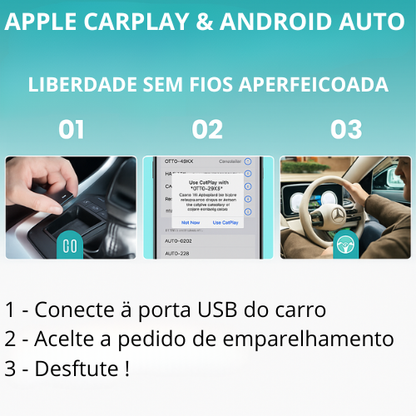 Mini Cube 3.0 Adaptador sem fios CarPlay e Android Auto